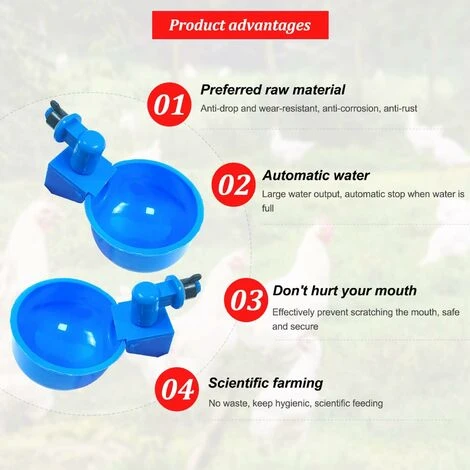 12 Pièces Abreuvoir Poules, Abreuvoir Automatique, Avec Perforation Outils, Convient Aux Poulets, Canards Et Autres Volailles De Basse-Cour 4 12 Pièces Abreuvoir Poules, Abreuvoir Automatique, Avec Perforation Outils, Convient Aux Poulets, Canards Et Autres Volailles De Basse-Cour – Image 4