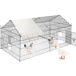 VEVOR Poulailler Enclos Voliere Pour Petits Animaux Metallique 220x106x104 Cm