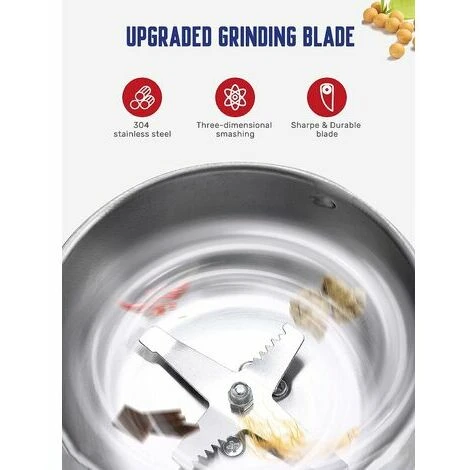 Moulin à Céréales Multifonctionnel 200W 14500rpm, Moulin à Café Ultra-Fin, 200ml Broyeur à Épices Électrique Portable, Acier Inoxydable, Parfait Pour Matières Sèches, Herbes, Café 3 Moulin à Céréales Multifonctionnel 200W 14500rpm, Moulin à Café Ultra-Fin, 200ml Broyeur à Épices Électrique Portable, Acier Inoxydable, Parfait Pour Matières Sèches, Herbes, Café – Image 3