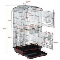 Cage Oiseaux Volière Oiseaux Avec Poignée Portable, Avec Feeder Drinker Et 3 Jouets Poignée, Perchoirs Cage Pour Perruche Calopsitte Conure Pinson Canaris, Noir 46x36x92cm -Trixie || Flamingo Soldes Magasin 93886258 4