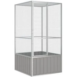 Nova Cage D'oiseau 111x107x211,5 Cm En Acier Galvanisé Diverses Couleurs Couleur : Gris