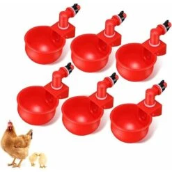 Automatique Pour Volaille Tasses à Boire De L'eau De Volaille Mangeoire à Oiseaux Abreuvoir En Plastique Automatique Pour Poulet Poule Poulailler Poulailler Arc D'alimentation （6 Pièces Rouge）