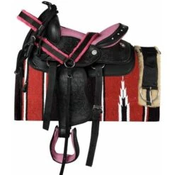 12= 30.5 Cm, Rose: Selle Western Taille Poney En Simili-cuir Avec Finition Pleine Fleur -Trixie || Flamingo Soldes Magasin 94983846 3