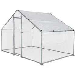 Enclos Pour Poulailler 6m² En Acier Galvanisé, Toit Imperméable Et Anti UV, Porte Avec Loquet 6 M²