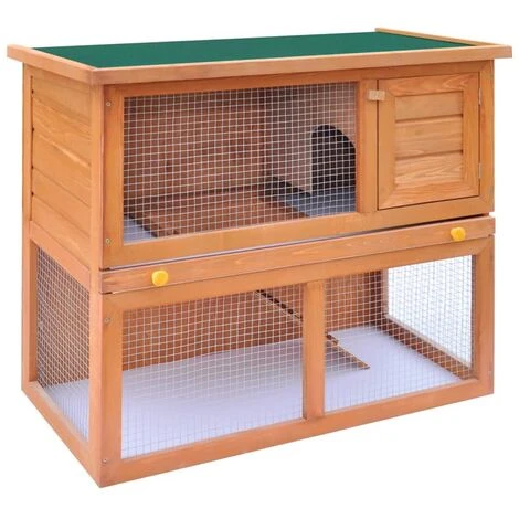 Clapier D'extérieur Enclos Pour Petits Animaux 1 Porte Bois VidaXL 2 Clapier D'extérieur Enclos Pour Petits Animaux 1 Porte Bois VidaXL – Image 2