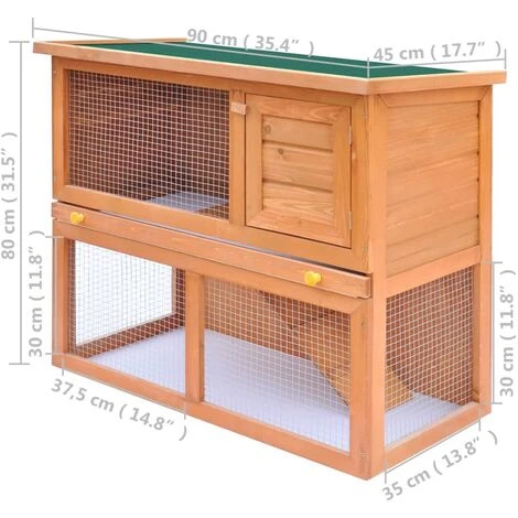 Clapier D'extérieur Enclos Pour Petits Animaux 1 Porte Bois VidaXL 3 Clapier D'extérieur Enclos Pour Petits Animaux 1 Porte Bois VidaXL – Image 3