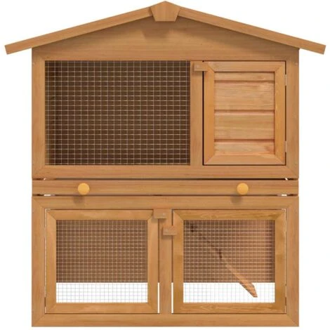 Clapier D'extérieur Enclos Pour Petits Animaux 3 Portes Bois VidaXL 2 Clapier D'extérieur Enclos Pour Petits Animaux 3 Portes Bois VidaXL – Image 2