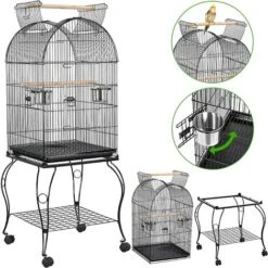 GUOYIHUA® Cage à Oiseau Avec Toit Ouvert Volière Sur Roulettes Pour Canaries Perroquet Perruches Et Calopsitte 59 X 59 X 150 Cm Noir -Trixie || Flamingo Soldes Magasin 95998058 5