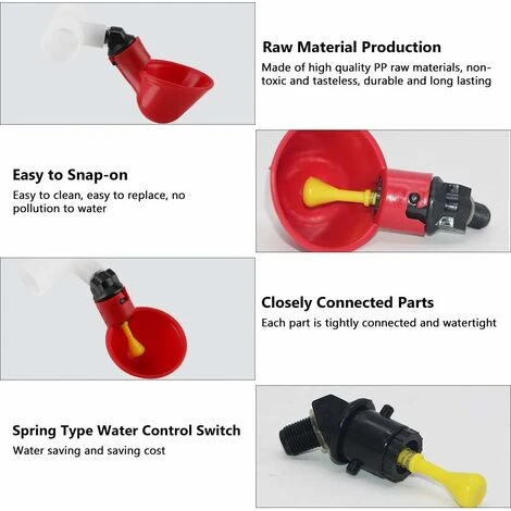 Abreuvoir Et Mangeoire Pour Basse-cour Et Poulailler 5pcs Volaille Automatique Abreuvoir Portable Distributeur D'eau Tasse Bol D‘Eau En Plastique Buveur D'eau Pour Oiseau Caille Pigeon Poulet Poule(25 2 Abreuvoir Et Mangeoire Pour Basse-cour Et Poulailler 5pcs Volaille Automatique Abreuvoir Portable Distributeur D'eau Tasse Bol D‘Eau En Plastique Buveur D'eau Pour Oiseau Caille Pigeon Poulet Poule(25 – Image 2