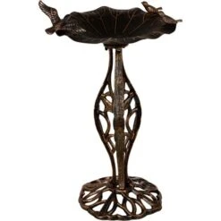 STILISTA Bain D'oiseaux Décoratif En Fonte Massive, Bain D'oiseaux De Jardin Bol D'eau En Aluminium Inoxydable, Avec Support, Dimensions 80 X 50 Cm, 15 Kg, Couleur Bronze