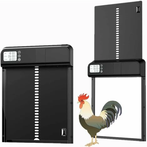 Nouveau Porte De Poulailler Automatique,3.0 Smart Metal Chicken Coop Door,Porte Animale En Métal Avec Minuterie,Suitable For Chickens, Ducks, Pigeons, Etc(Black) 2 Nouveau Porte De Poulailler Automatique,3.0 Smart Metal Chicken Coop Door,Porte Animale En Métal Avec Minuterie,Suitable For Chickens, Ducks, Pigeons, Etc(Black) – Image 2