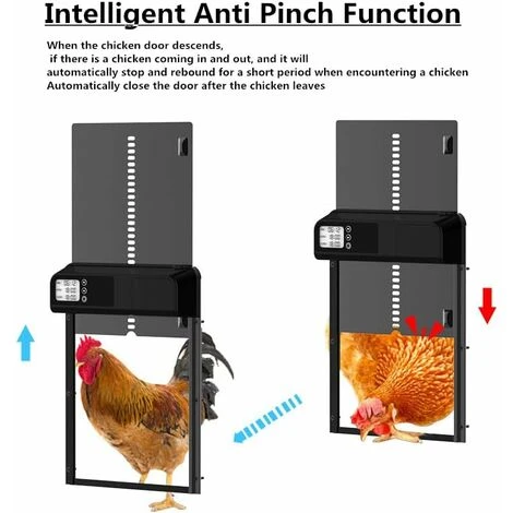 Nouveau Porte De Poulailler Automatique,3.0 Smart Metal Chicken Coop Door,Porte Animale En Métal Avec Minuterie,Suitable For Chickens, Ducks, Pigeons, Etc(Black) 3 Nouveau Porte De Poulailler Automatique,3.0 Smart Metal Chicken Coop Door,Porte Animale En Métal Avec Minuterie,Suitable For Chickens, Ducks, Pigeons, Etc(Black) – Image 3