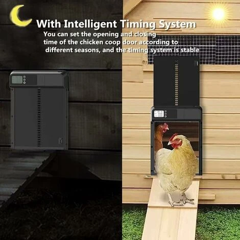 Nouveau Porte De Poulailler Automatique,3.0 Smart Metal Chicken Coop Door,Porte Animale En Métal Avec Minuterie,Suitable For Chickens, Ducks, Pigeons, Etc(Black) 5 Nouveau Porte De Poulailler Automatique,3.0 Smart Metal Chicken Coop Door,Porte Animale En Métal Avec Minuterie,Suitable For Chickens, Ducks, Pigeons, Etc(Black) – Image 5