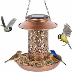 Solaire Mangeoire À Oiseaux Extérieur, Mangeoire À Oiseaux Suspendue En Métal, Mangeoires Oiseaux Pour Nourrir Les Oiseaux En Plein Air Le Jardin