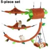 5Pcs / Set Hamster Hamac Petits Animaux Suspendus Lit Chaud Maison Cage Nid Accessoires Cage Jouet Feuille Tunnel Suspendu Et Balançoire Planeur Hamster Jouant Dormir