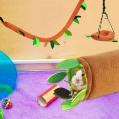 5Pcs / Set Hamster Hamac Petits Animaux Suspendus Lit Chaud Maison Cage Nid Accessoires Cage Jouet Feuille Tunnel Suspendu Et Balançoire Planeur Hamster Jouant Dormir -Trixie || Flamingo Soldes Magasin 97537757 4