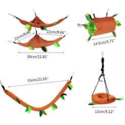5Pcs / Set Hamster Hamac Petits Animaux Suspendus Lit Chaud Maison Cage Nid Accessoires Cage Jouet Feuille Tunnel Suspendu Et Balançoire Planeur Hamster Jouant Dormir -Trixie || Flamingo Soldes Magasin 97537757 5