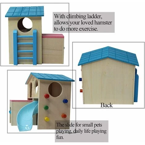 Maison De Hamster Pour Animal De Compagnie Avec échelle D'escalade Amusante, Cabane En Bois, Jouets à Mâcher Pour Petits Animaux Comme Le Hamster Nain Et La Souris 3 Maison De Hamster Pour Animal De Compagnie Avec échelle D'escalade Amusante, Cabane En Bois, Jouets à Mâcher Pour Petits Animaux Comme Le Hamster Nain Et La Souris – Image 3