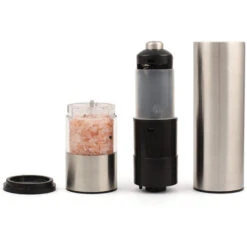 Moulin à Sel Ou à Poivre - Moulin à Poivre En Céramique à Piles - Acier Inoxydable - Moulin Puissant - Lumière LED