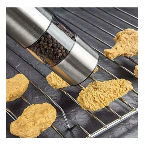 Moulin à Sel Ou à Poivre - Moulin à Poivre En Céramique à Piles - Acier Inoxydable - Moulin Puissant - Lumière LED 4 Moulin à Sel Ou à Poivre - Moulin à Poivre En Céramique à Piles - Acier Inoxydable - Moulin Puissant - Lumière LED – Image 4