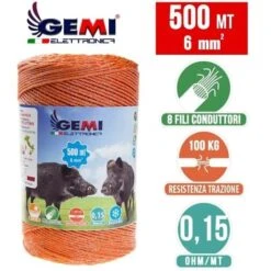 FIL DE CLÔTURE ÉLECTRIQUE Clôture Électrifiée 500 MT 6 Mm² Pour Animaux Chevaux Chiens Sangliers Vaches Porcs Poules Gemi Elettronica -Trixie || Flamingo Soldes Magasin 98523228 3