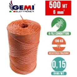FIL DE CLÔTURE ÉLECTRIQUE Clôture Électrifiée 500 MT 6 Mm² Pour Animaux Chevaux Chiens Sangliers Vaches Porcs Poules Gemi Elettronica -Trixie || Flamingo Soldes Magasin 98523228 4