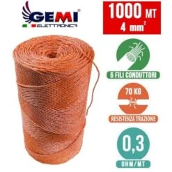 Fil De Cloture Electrique 1000 Mt - 4 Mm² Gemi Elettronica - Moutons, Porcs, Bovins, Poulets Et Petits Animaux -Trixie || Flamingo Soldes Magasin 98523244 4
