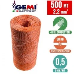 Fil De Cloture Electrique 500 Mt - 2,2 Mm² Gemi Elettronica - Moutons, Porcs, Bovins, Poulets Et Petits Animaux -Trixie || Flamingo Soldes Magasin 98523253 4