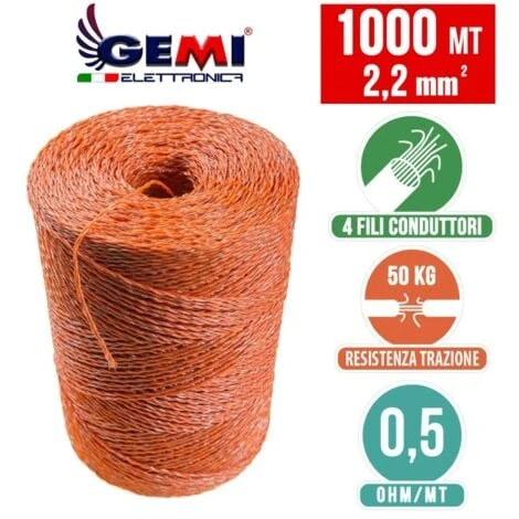 Fil De Cloture Electrique 1000 Mt - 2,2 Mm² Gemi Elettronica - Moutons, Porcs, Bovins, Poulets Et Petits Animaux 4 Fil De Cloture Electrique 1000 Mt - 2,2 Mm² Gemi Elettronica - Moutons, Porcs, Bovins, Poulets Et Petits Animaux – Image 4