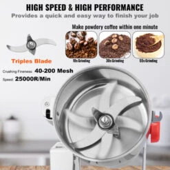 VEVOR Moulin A Grain Electrique 2500 G 3750 W Broyeur A Epices Pivotant Moulin A Cafe Avec Lames Inox A 3 Couches Broyage Super Fin 25000 R/min 40-200 Mailles Pour Moudre Matieres Secs Cereales Herbes -Trixie || Flamingo Soldes Magasin 99346162 5