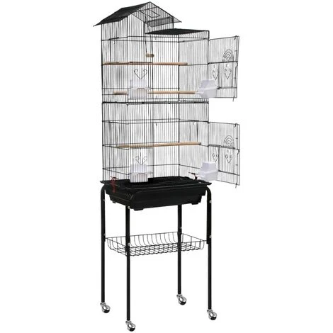 Volière Pour Oiseaux 46x35,5x158,5cm Grande Cage à Oiseaux En Métal Avec Jouets Pour Perruche Calopsitte Canaris, Avec Support NAIZY 1 Volière Pour Oiseaux 46x35,5x158,5cm Grande Cage à Oiseaux En Métal Avec Jouets Pour Perruche Calopsitte Canaris, Avec Support NAIZY