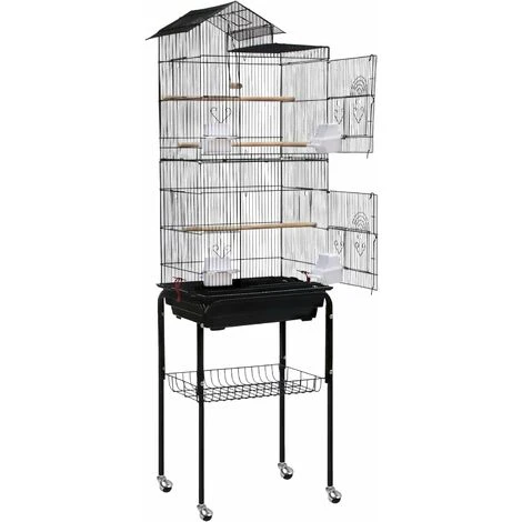 Volière Pour Oiseaux 46x35,5x158,5cm Grande Cage à Oiseaux En Métal Avec Jouets Pour Perruche Calopsitte Canaris, Avec Support NAIZY 3 Volière Pour Oiseaux 46x35,5x158,5cm Grande Cage à Oiseaux En Métal Avec Jouets Pour Perruche Calopsitte Canaris, Avec Support NAIZY – Image 3