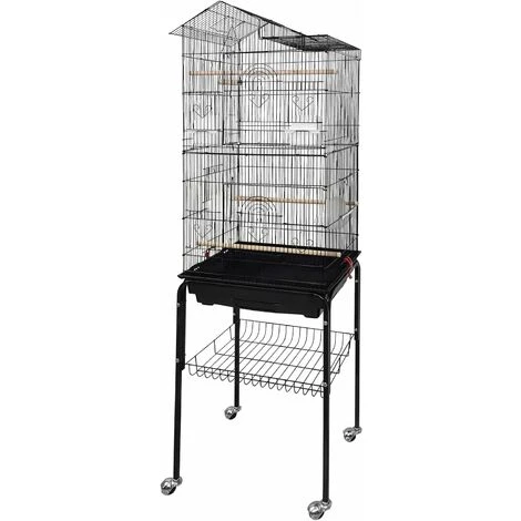 Volière Pour Oiseaux 46x35,5x158,5cm Grande Cage à Oiseaux En Métal Avec Jouets Pour Perruche Calopsitte Canaris, Avec Support NAIZY 4 Volière Pour Oiseaux 46x35,5x158,5cm Grande Cage à Oiseaux En Métal Avec Jouets Pour Perruche Calopsitte Canaris, Avec Support NAIZY – Image 4