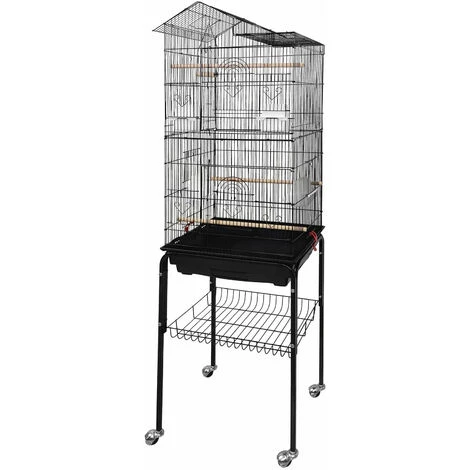 Volière Pour Oiseaux 46x35,5x158,5cm Grande Cage à Oiseaux En Métal Avec Jouets Pour Perruche Calopsitte Canaris, Avec Support NAIZY 5 Volière Pour Oiseaux 46x35,5x158,5cm Grande Cage à Oiseaux En Métal Avec Jouets Pour Perruche Calopsitte Canaris, Avec Support NAIZY – Image 5