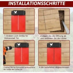 Porte Pour Poules, 2023 New Porte Poulailler Automatique, Automatique Poulailler Porte En, Etanche Avec Capteur De Lumière Porte De Poulailler à Induction à Pile, Rouge -Trixie || Flamingo Soldes Magasin 99497273 4
