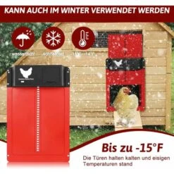 Porte Pour Poules, 2023 New Porte Poulailler Automatique, Automatique Poulailler Porte En, Etanche Avec Capteur De Lumière Porte De Poulailler à Induction à Pile, Rouge -Trixie || Flamingo Soldes Magasin 99497273 5