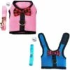2 Ensembles Gilet Harnais Filet Avec Cloche Respirant Pour Petits Animaux Lapins Cochons D'Inde Chats (S: Poitrine: 20-23cm / 8.87-9.05", 1x Rose, 1x Bleu)