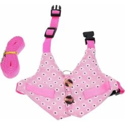 Ensemble Harnais Pour Lapin Avec Laisse Imprimé Floral Costume De Cochon D'Inde Petit Animal Fournitures Pour Lapin, Chaton (rose) Taille M