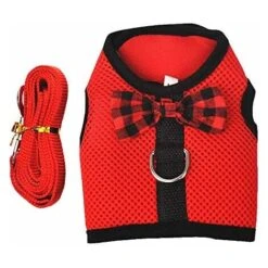 Harnais Pour Lapins Avec Laisse élastique, Approprié Pour Les Petits Animaux De Compagnie (M: Buste (30-34cm), Rouge)