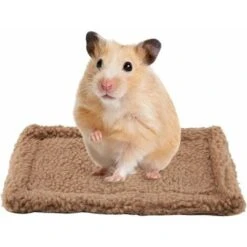 Petit Cochon D'Inde Hamster Lit Maison Rectangulaire Peluche Chaud Tapis Sommeil Pad Coussin Animaux De Compagnie Pour Souris Rats Chinchillas Lapin Hérisson Écureuil Cochon Néerlandais (Marron Clair)